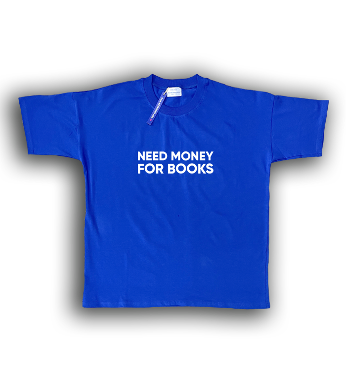 Футболка NEED MONEY FOR BOOKS (синя)